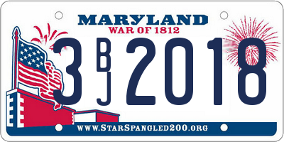 MD license plate 3BJ2018