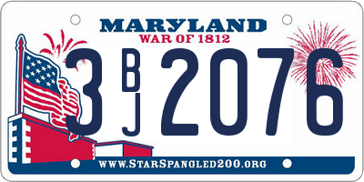 MD license plate 3BJ2076