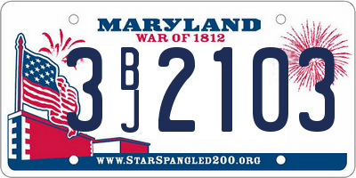 MD license plate 3BJ2103
