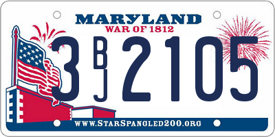 MD license plate 3BJ2105