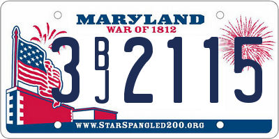 MD license plate 3BJ2115