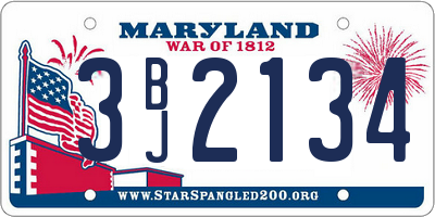 MD license plate 3BJ2134
