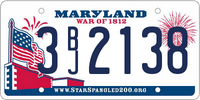 MD license plate 3BJ2138