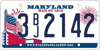 MD license plate 3BJ2142