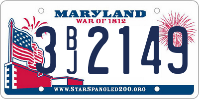 MD license plate 3BJ2149