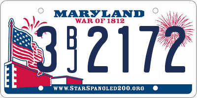 MD license plate 3BJ2172