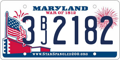 MD license plate 3BJ2182