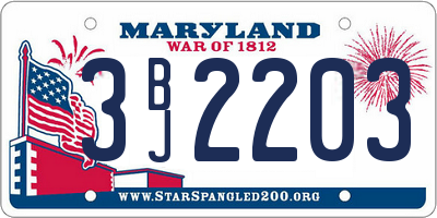 MD license plate 3BJ2203