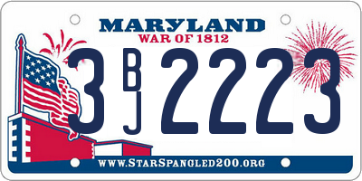 MD license plate 3BJ2223