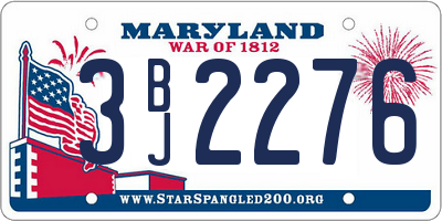 MD license plate 3BJ2276