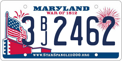 MD license plate 3BJ2462