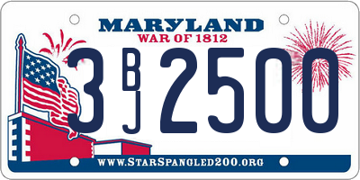 MD license plate 3BJ2500