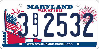 MD license plate 3BJ2532