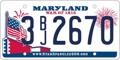 MD license plate 3BJ2670