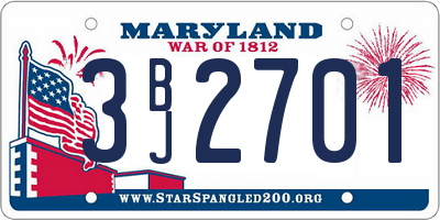 MD license plate 3BJ2701