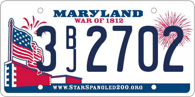 MD license plate 3BJ2702