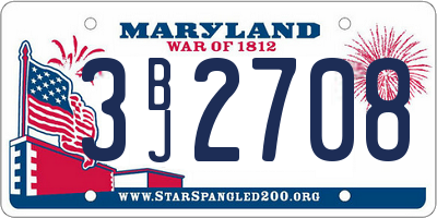 MD license plate 3BJ2708