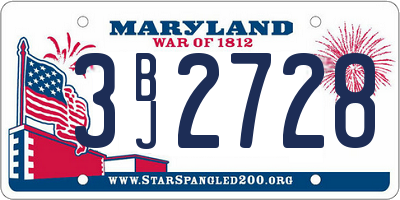 MD license plate 3BJ2728