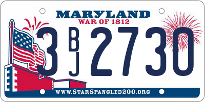 MD license plate 3BJ2730