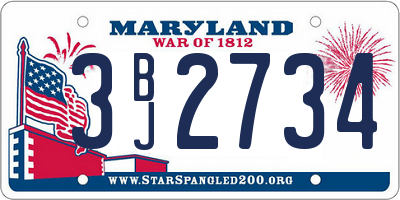 MD license plate 3BJ2734
