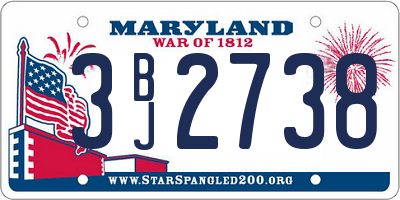 MD license plate 3BJ2738