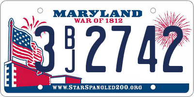 MD license plate 3BJ2742