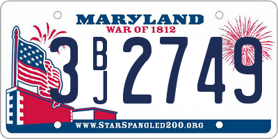 MD license plate 3BJ2749