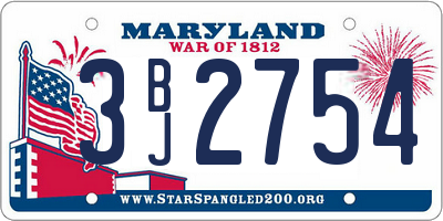 MD license plate 3BJ2754