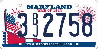 MD license plate 3BJ2758