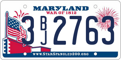 MD license plate 3BJ2763