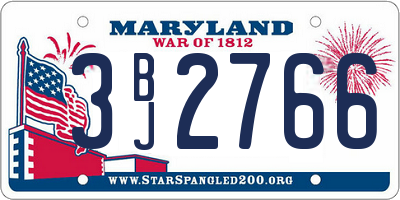 MD license plate 3BJ2766