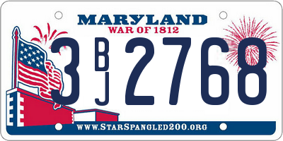 MD license plate 3BJ2768