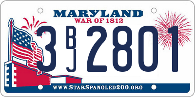 MD license plate 3BJ2801