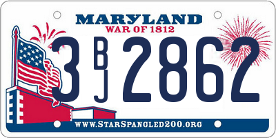 MD license plate 3BJ2862