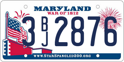 MD license plate 3BJ2876