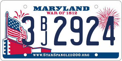 MD license plate 3BJ2924