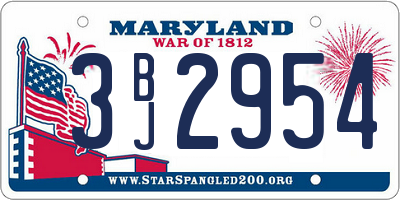 MD license plate 3BJ2954