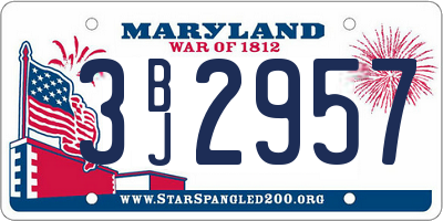 MD license plate 3BJ2957