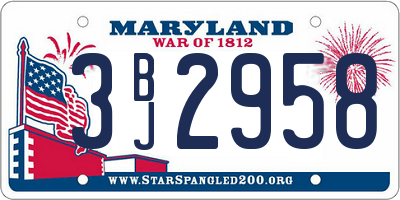 MD license plate 3BJ2958
