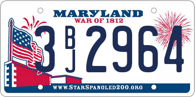 MD license plate 3BJ2964