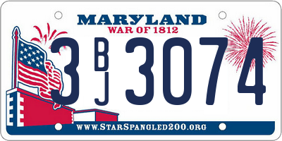 MD license plate 3BJ3074
