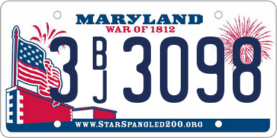 MD license plate 3BJ3098