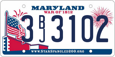 MD license plate 3BJ3102