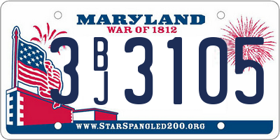 MD license plate 3BJ3105