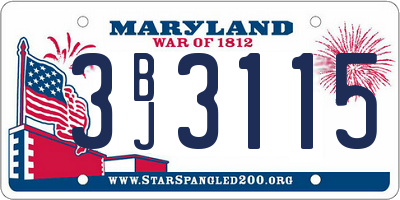 MD license plate 3BJ3115