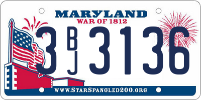 MD license plate 3BJ3136