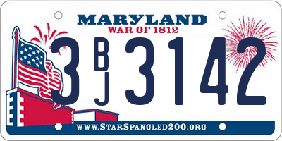 MD license plate 3BJ3142