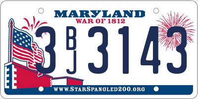 MD license plate 3BJ3143