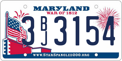 MD license plate 3BJ3154