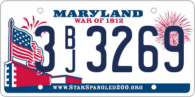 MD license plate 3BJ3269